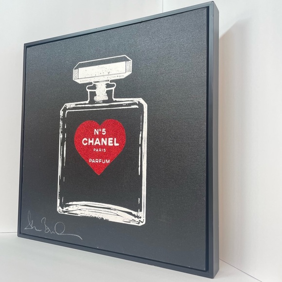 ‘I Love Chanel’ NO.5 Art Giclee Canvas Print Signed Shane Bowden Red Glitter 20” - Picture 2 of 16